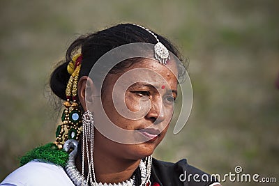 Portrait of Tharu woman, Nepal Editorial Stock Photo