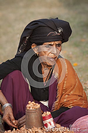 Portrait of Tharu woman, Nepal Editorial Stock Photo