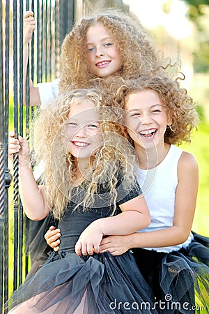 Portrait of a three beautiful fashion girls Stock Photo