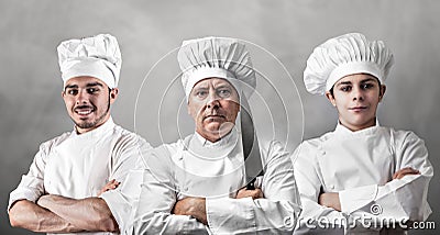 Portrait of three chefs Stock Photo