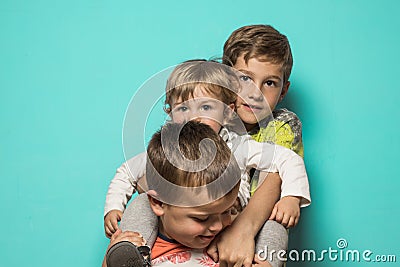 Portrait of three child siblings Stock Photo