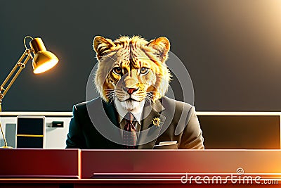 Portrait of tiger like business worker Stock Photo