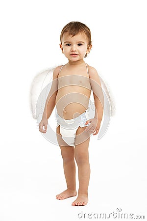 Portrait Of Toddler Wearing Angel Wings Stock Photo