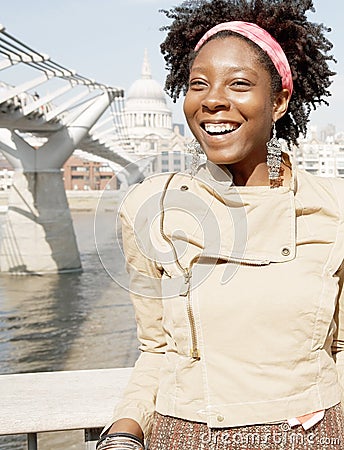 Portrait of tourist woman in London. Editorial Stock Photo