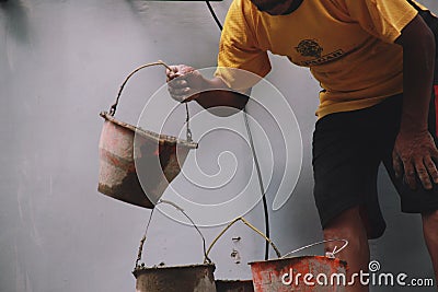Portrait of traditional Asian construction workers Editorial Stock Photo