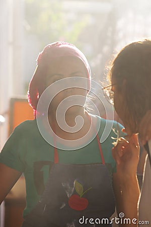 Portrait of a turkish young woman at bazaar Editorial Stock Photo