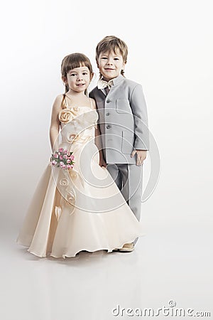 Portrait of two beautiful little boy and girl Stock Photo