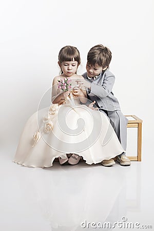 Portrait Of Two Beautiful Little Boy And Girl Stock Photos Portrait Of Two Beautiful Little Boy And Girl Stock Photos