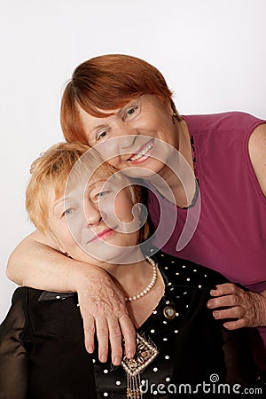 Portrait two elderly seniors Stock Photo