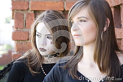 Portrait Of Two Girls Stock Photo