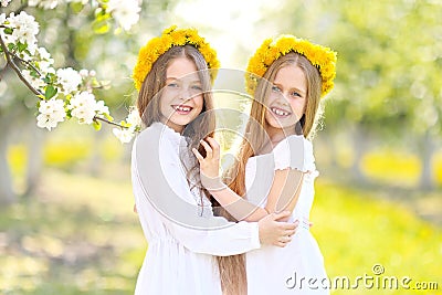 Portrait of two girls of girlfriends Stock Photo