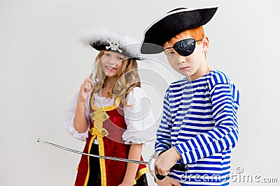 Kids in a pirate costume Stock Photo