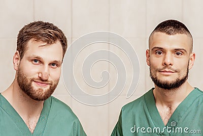 Portrait of two male massage therapists Stock Photo