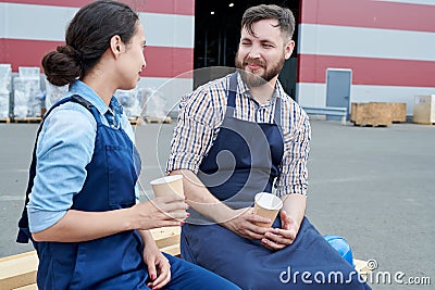 Two Workers on Coffee Break Stock Photo