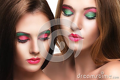 Portrait of two sensuality young beautiful girls Stock Photo