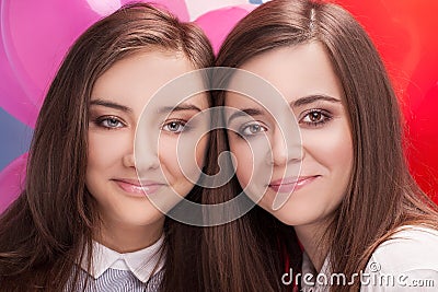 Portrait of two sisters. Stock Photo
