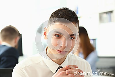 Portrait of unexperienced employee looking at camera Stock Photo