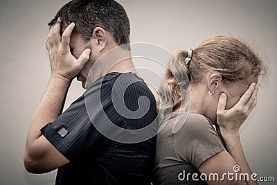 Portrait of unhappy couple not speaking after having dispute Stock Photo