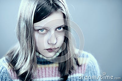 Portrait of a unhappy teen girl Stock Photo