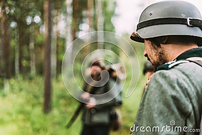 Portrait Of Unidentified Re-enactor Dressed As German Wehrmacht Editorial Stock Photo