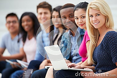 Portrait Of University Students Outdoors On Campus Stock Photo