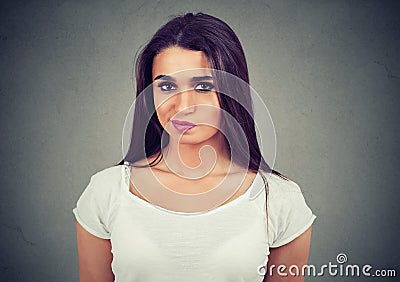 Portrait of an upset young casual woman Stock Photo