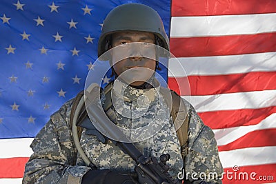 Portrait Of US Army Soldier Stock Photo