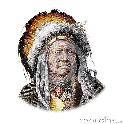 Portrait from USA Running Antelope, Indian Chief Stock Photo