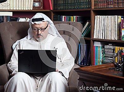 Portrait of Washington Post`s Saudi journalist Jamal Khashoggi Editorial Stock Photo