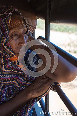 Portrait of Wayuu Indian old woman Editorial Stock Photo