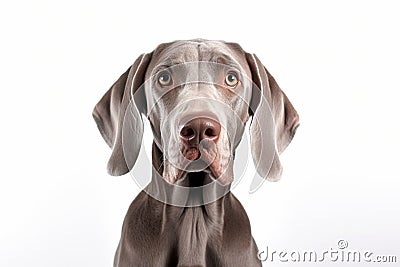 Portrait of Weimaraner dog on white background Stock Photo