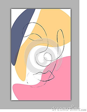 Portrait of a woman against a background of colored spots. Abstract outline illustration. Vector Illustration