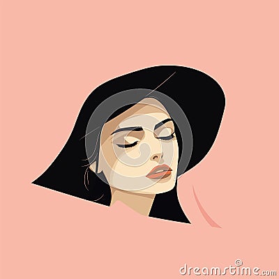 Illustration of an elegent woman with a hat Vector Illustration