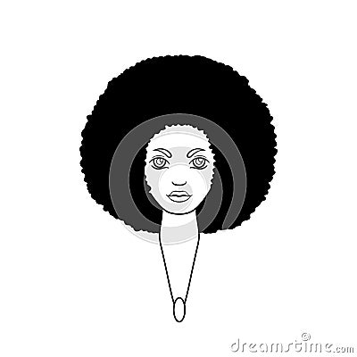 Portrait of a woman with dandelion hair in the style of an African. Vector Illustration