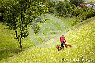 Portrait of a woman with her dog Stock Photo