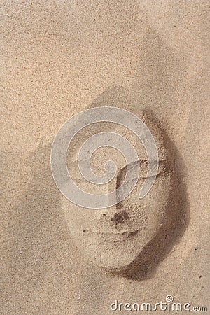 Portrait of a woman made on the sand Stock Photo