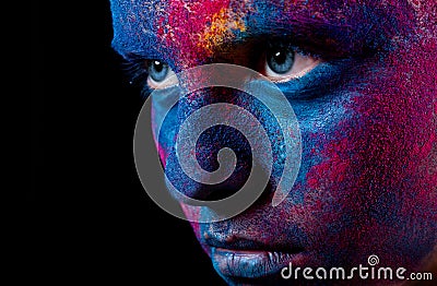 Portrait of woman with paint make-up Stock Photo