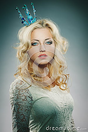 Woman wearing princess crown Stock Photo