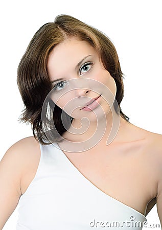 Portrait of woman on white backout Stock Photo