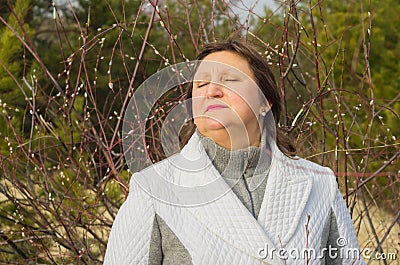 A portrait of a woman in white Stock Photo