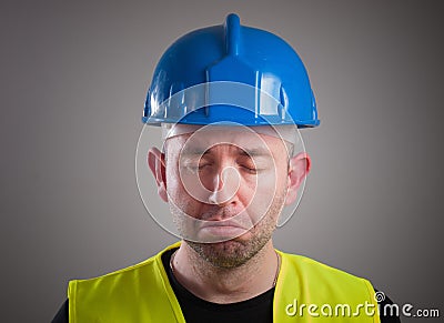 Portrait of a worker expressing negativity and sad Stock Photo