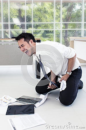 Portrait of working man 20-30 years.Yong businessman stressed Stock Photo