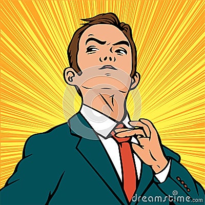 Portrait of a young ambitious businessman pop art Vector Illustration