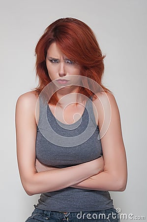 Portrait of young angry girl Stock Photo