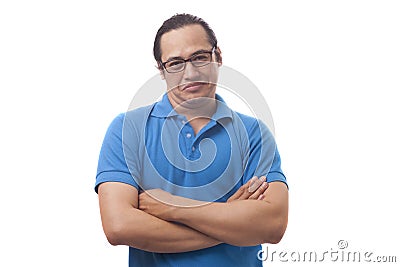 Young Man Smiling Cynically Stock Photo