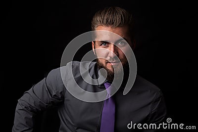 Portrait of young bearded businessman Stock Photo