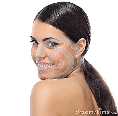 Portrait of young beautiful smiling woman Stock Photo