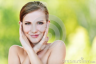 Portrait young beautiful woman bare Stock Photo