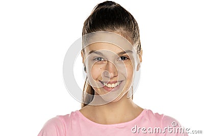 Portrait of young beautiful woman without makeup, and with moles Stock Photo