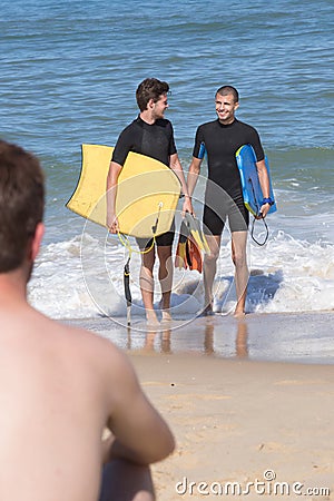 portrait young body boarders Stock Photo